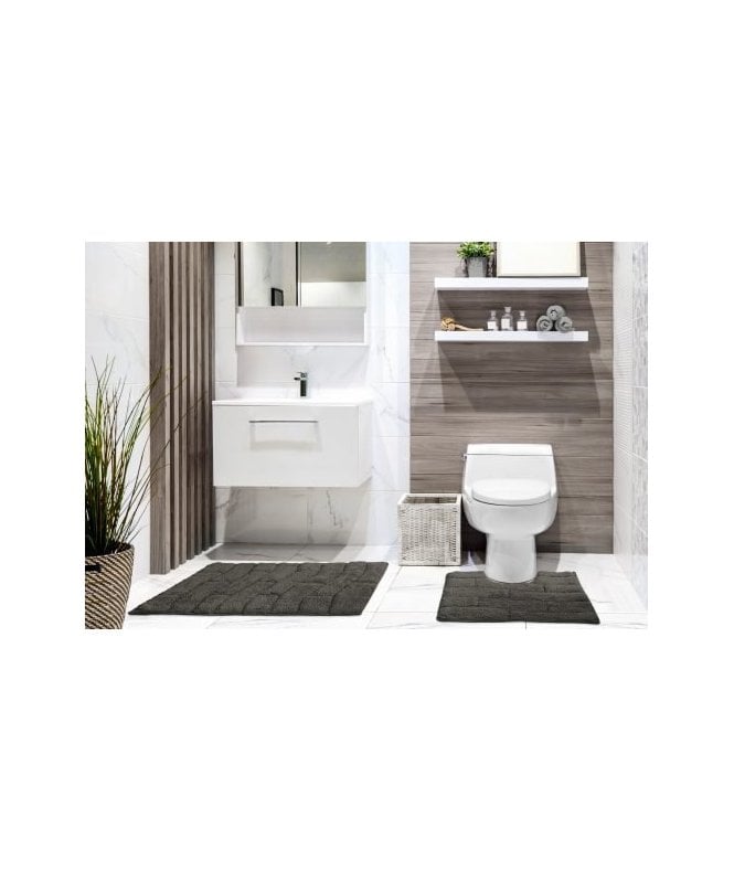 New Edge Blinds Ripple Collection Pure Cotton Jacquard 2pc Bath Set in Charcoal