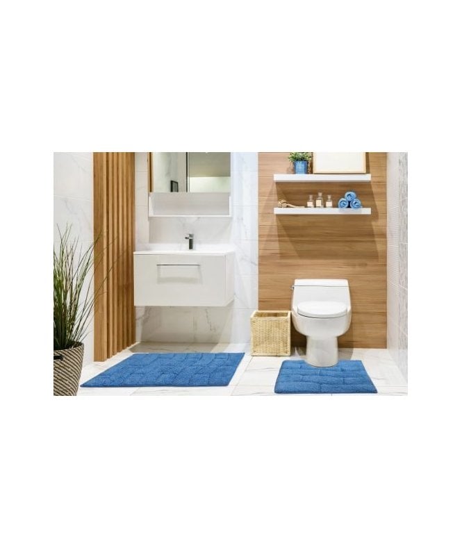 New Edge Blinds Ripple Collection Pure Cotton Jacquard 2pc Bath Set in Cobalt