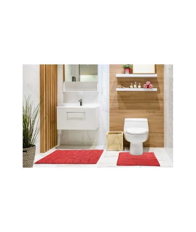 New Edge Blinds Ripple Collection Pure Cotton Jacquard 2pc Bath Set in Red