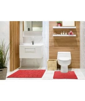 Ripple Collection Pure Cotton Jacquard 2pc Bath Set in Red