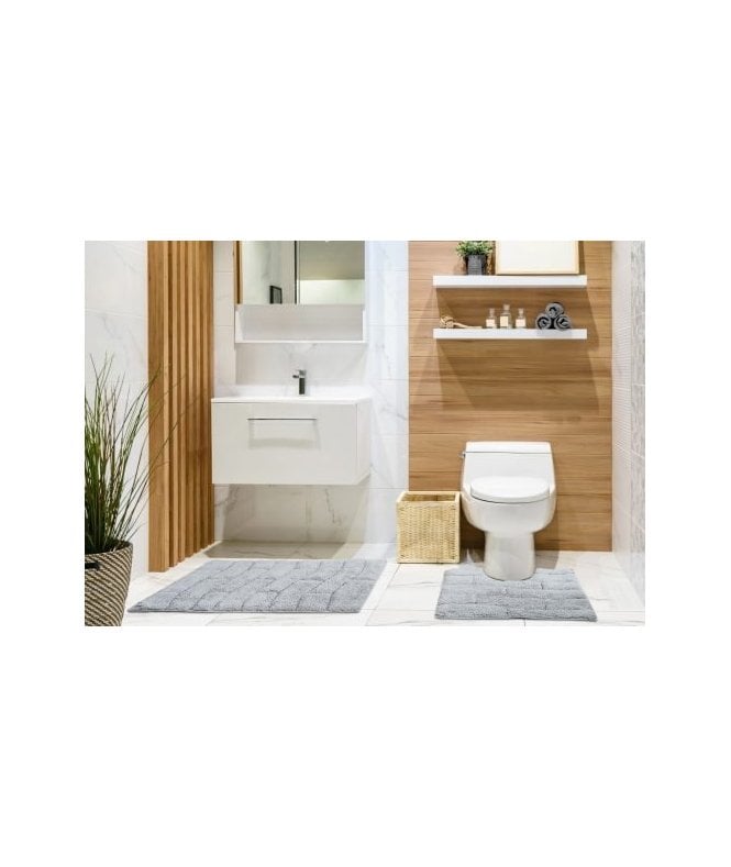 New Edge Blinds Ripple Collection Pure Cotton Jacquard 2pc Bath Set in Silver