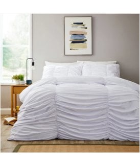 Ruched Duvet Set in White