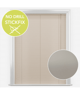San Francisco No Drill Self Adhesive Stick Fix Beige White Made to Measure Aluminium Venetian Blinds 25mm Slats