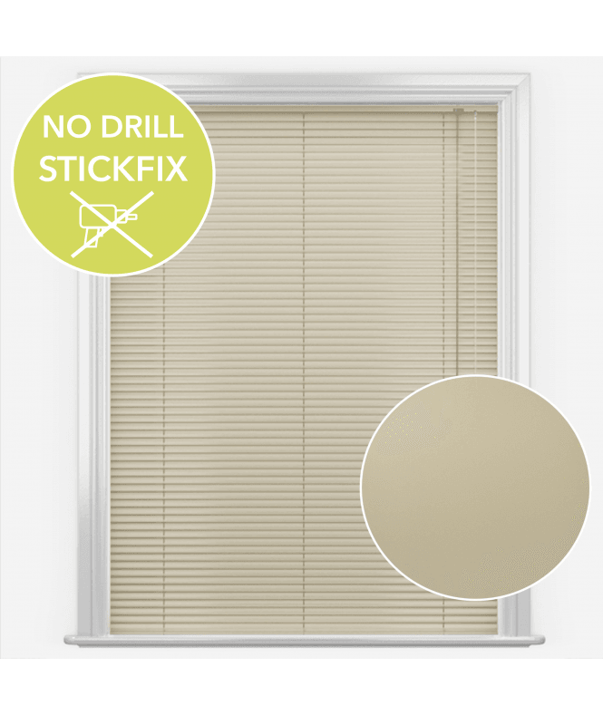 New Edge Blinds San Francisco No Drill Self Adhesive Stick Fix Brushed Linen Made to Measure Aluminium Venetian Blinds 25mm Slats