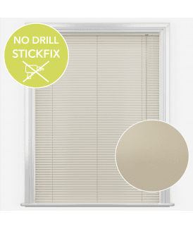 San Francisco No Drill Self Adhesive Stick Fix Cream Made to Measure Aluminium Venetian Blinds 25mm Slats