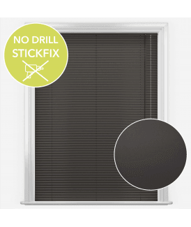 San Francisco No Drill Self Adhesive Stick Fix Ebon Made to Measure Aluminium Venetian Blinds 25mm Slats