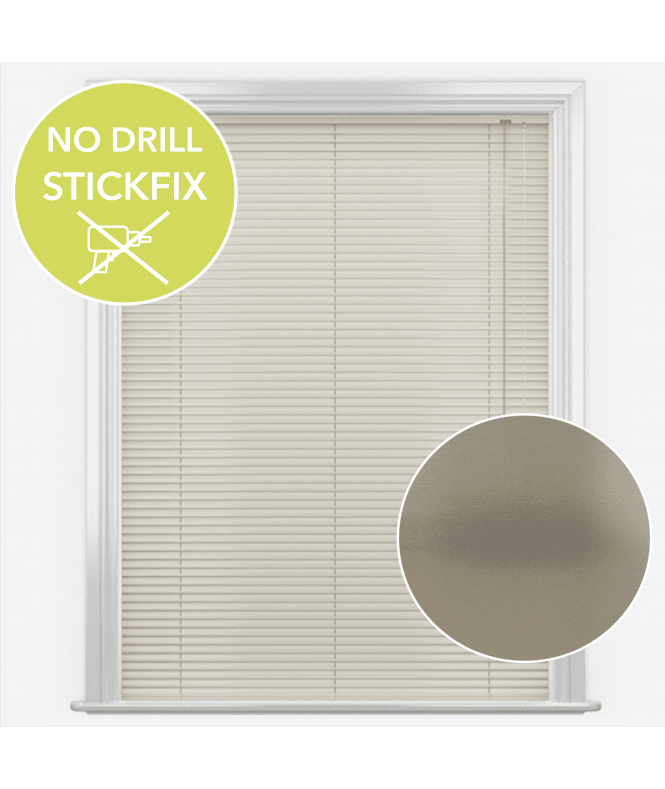 New Edge Blinds San Francisco No Drill Self Adhesive Stick Fix Electra Gold Made to Measure Aluminium Venetian Blinds 25mm Slats