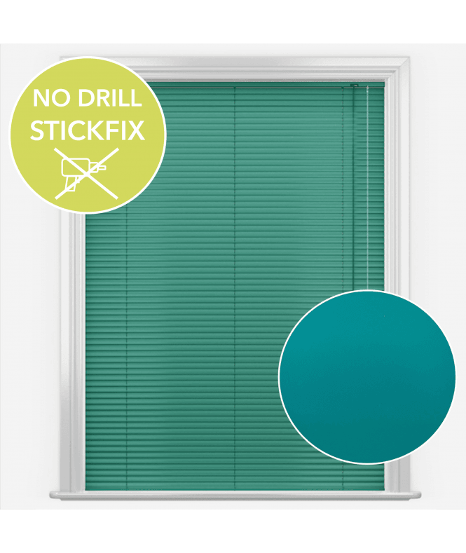 New Edge Blinds San Francisco No Drill Self Adhesive Stick Fix Emerald Made to Measure Aluminium Venetian Blinds 25mm Slats