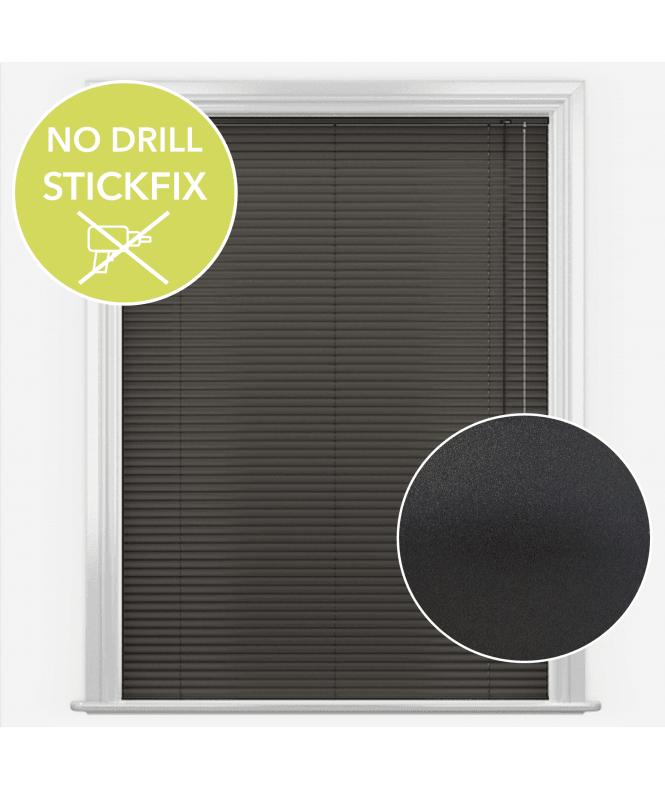 New Edge Blinds San Francisco No Drill Self Adhesive Stick Fix Graphite Made to Measure Aluminium Venetian Blinds 25mm Slats