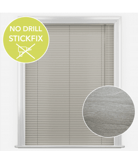 San Francisco No Drill Self Adhesive Stick Fix Grey Wood Made to Measure Aluminium Venetian Blinds 25mm Slats