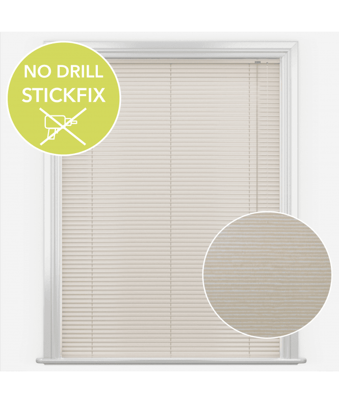 New Edge Blinds San Francisco No Drill Self Adhesive Stick Fix Lita Fawn Made to Measure Aluminium Venetian Blinds 25mm Slats
