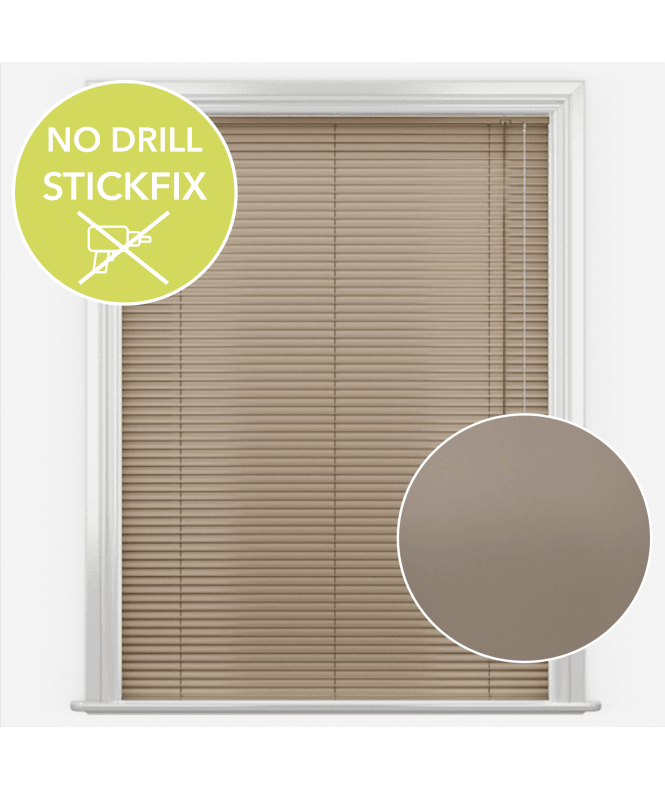 New Edge Blinds San Francisco No Drill Self Adhesive Stick Fix Mink Made to Measure Aluminium Venetian Blinds 25mm Slats