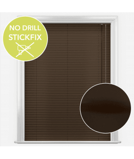 San Francisco No Drill Self Adhesive Stick Fix Mocha Made to Measure Aluminium Venetian Blinds 25mm Slats