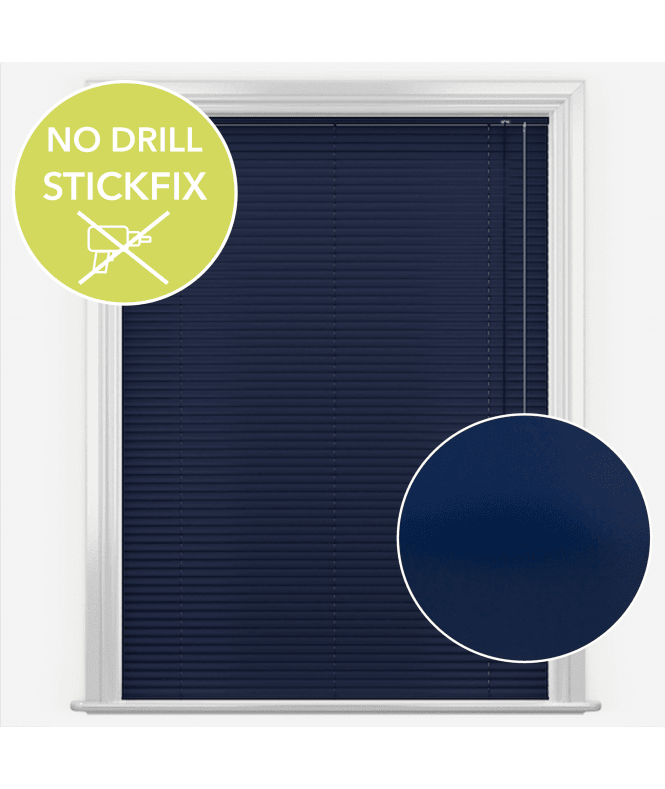 New Edge Blinds San Francisco No Drill Self Adhesive Stick Fix Navy Made to Measure Aluminium Venetian Blinds 25mm Slats