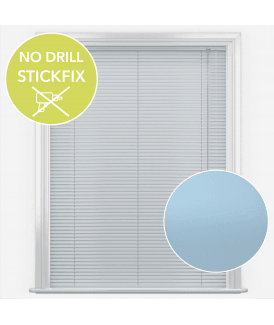 San Francisco No Drill Self Adhesive Stick Fix Pastel Blue Made to Measure Aluminium Venetian Blinds 25mm Slats