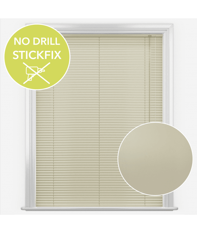New Edge Blinds San Francisco No Drill Self Adhesive Stick Fix Vanilla Made to Measure Aluminium Venetian Blinds 25mm Slats