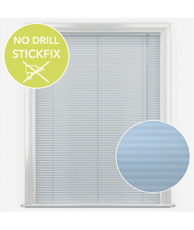San Francisco No Drill Self Adhesive Stick Fix Vibe Cool Blue Made to Measure Aluminium Venetian Blinds 25mm Slats