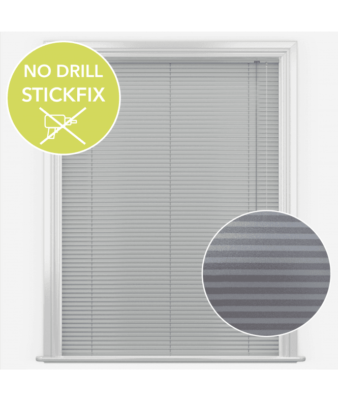 New Edge Blinds San Francisco No Drill Self Adhesive Stick Fix Vibe Silver Made to Measure Aluminium Venetian Blinds 25mm Slats