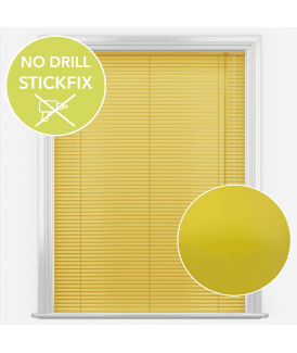 San Francisco No Drill Self Adhesive Stick Fix Yellow Made to Measure Aluminium Venetian Blinds 25mm Slats
