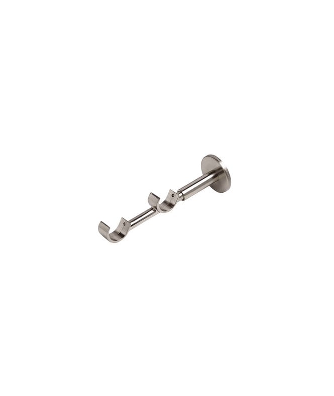 New Edge Blinds Satin Silver Double IDC Metal Curtain Pole Support Bracket (28mm)