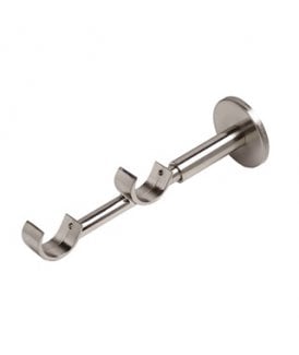 Satin Silver Double IDC Metal Curtain Pole Support Bracket (28mm)