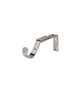 Satin Silver Passing Metal Curtain Pole Support Bracket (35mm)