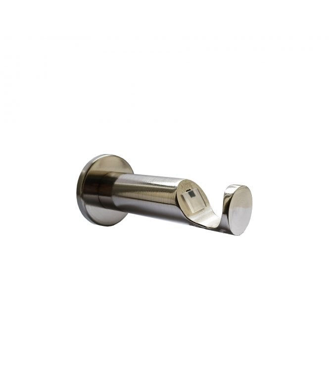 New Edge Blinds Satin Silver Quick Lock Cylinder Metal Curtain Pole Support Bracket Pair (35mm)