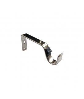 Satin Silver Quick Lock Fixed Metal Curtain Pole Support Bracket Pair (28mm)