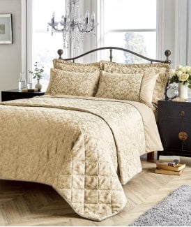 Savoy Woven Jacquard Duvet Set in Gold