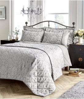 Savoy Woven Jacquard Duvet Set in Grey