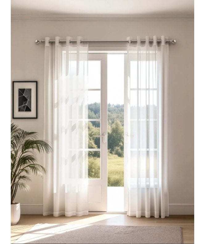 New Edge Blinds Sheer Eyelet Voile Curtains in White
