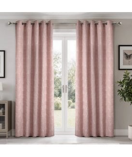 Siena Geometric Unlined Jacquard Eyelet Curtains in Blush Pink