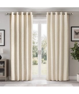 Siena Geometric Unlined Jacquard Eyelet Curtains in Natural