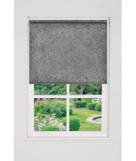 Silver Crushed Velvet Blackout Roller Blind (165cm Drop)