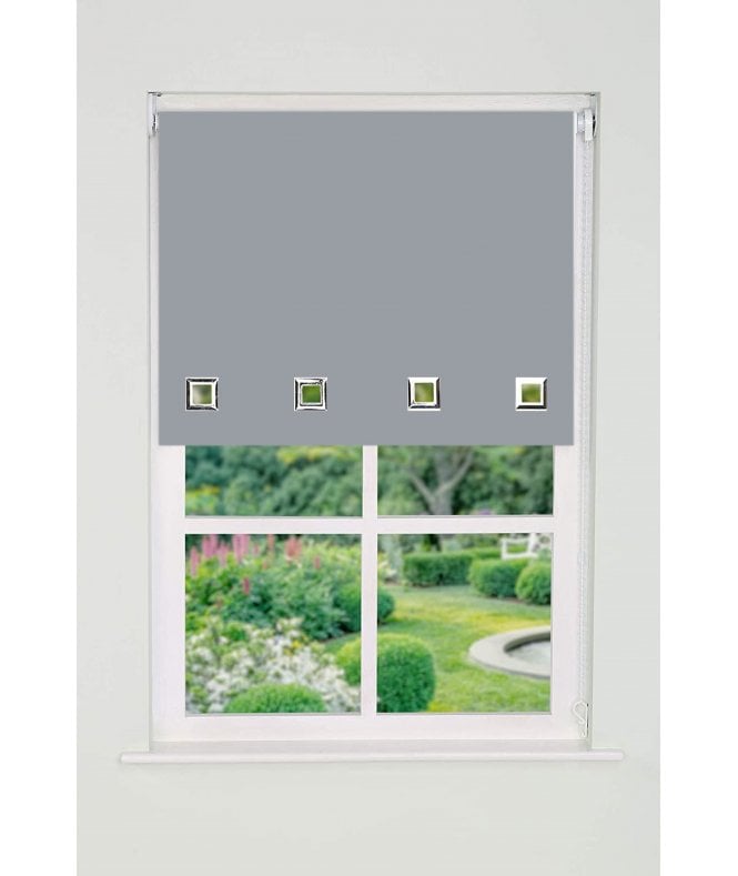 New Edge Blinds Silver Square Eyelet Edge Roller Blind (165cm Drop)