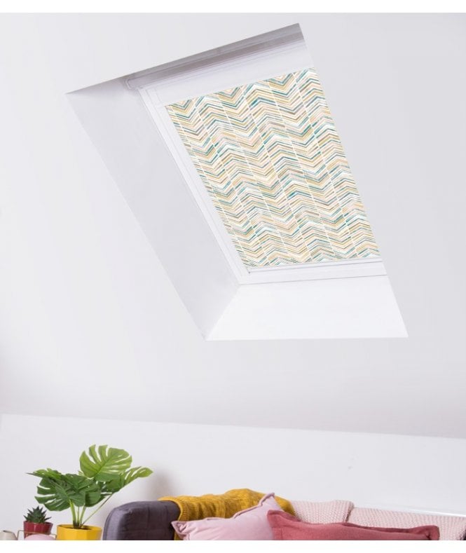 New Edge Blinds Simple Watercolour Chevron Blackout Skylight Blind for DAKSTRA® Roof Windows