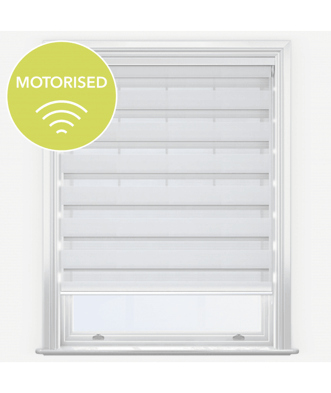 New Edge Blinds Simpliment Soft White Motorised Dimout Day & Night Roller Blind