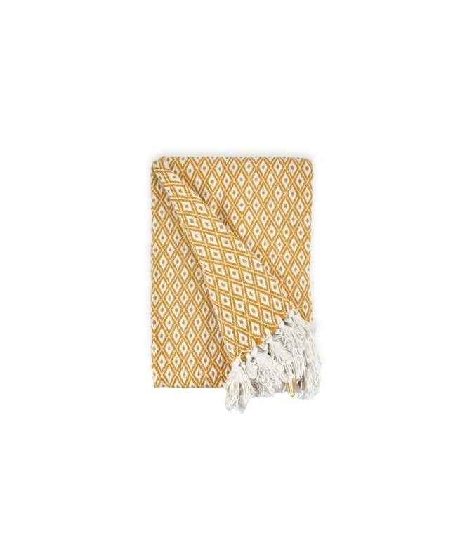 New Edge Blinds Stockholm Collection Recycled Cotton Throw in Ochre
