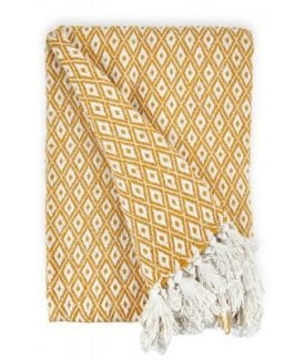 Stockholm Collection Recycled Cotton Throw in Ochre