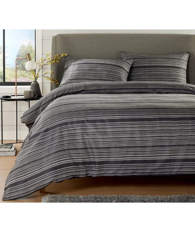New Edge Blinds Stripe Jacquard Duvet Set in Grey