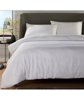 Stripe Jacquard Duvet Set in White