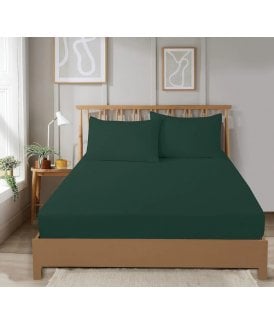 Super Soft Plain Dye Fitted Sheet in Emerald Green