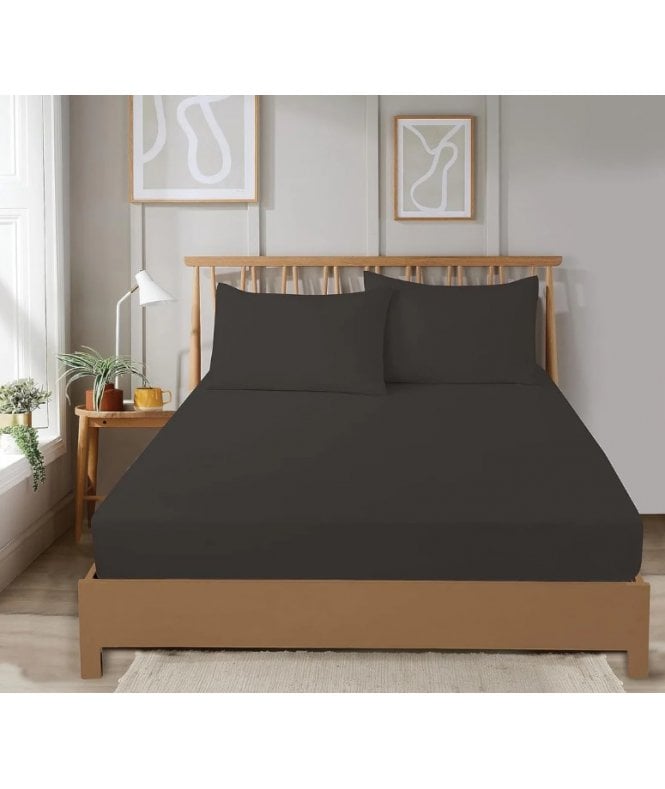 New Edge Blinds Super Soft Plain Dye Fitted Sheet in Grey