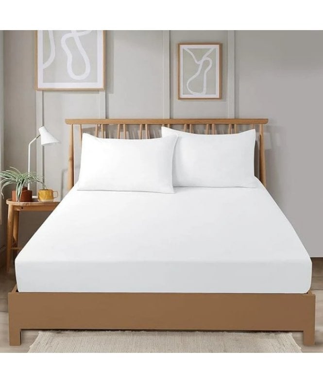 New Edge Blinds Super Soft Plain Dye Fitted Sheet in White