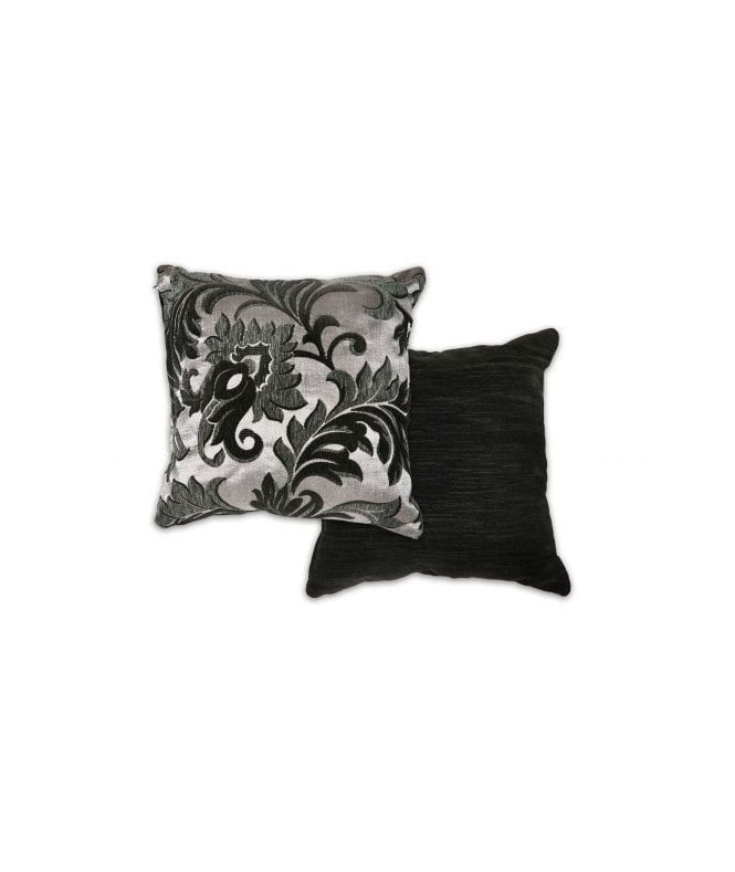 New Edge Blinds Swirls Collection Damask Chenille Cushion Cover in Black