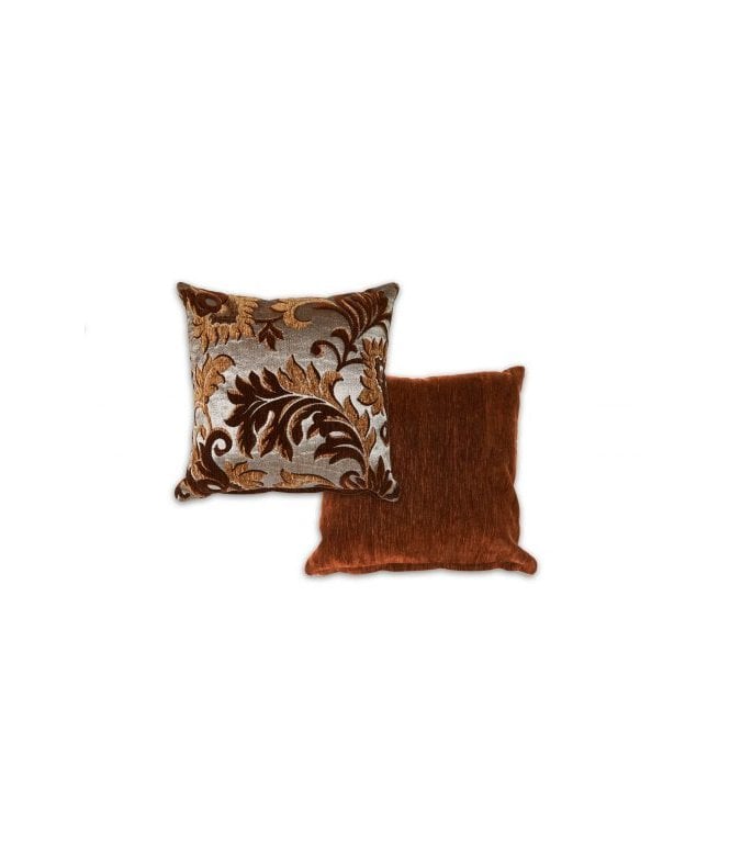 New Edge Blinds Swirls Collection Damask Chenille Cushion Cover in Chocolate