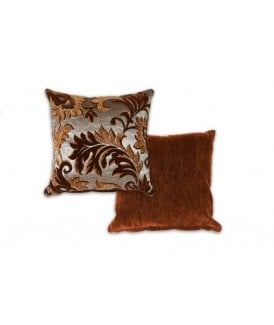 Swirls Collection Damask Chenille Cushion Cover in Chocolate