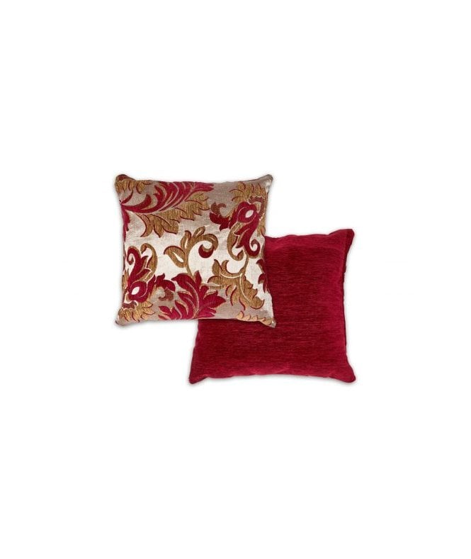New Edge Blinds Swirls Collection Damask Chenille Cushion Cover in Wine