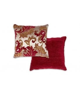 Swirls Collection Damask Chenille Cushion Cover in Wine