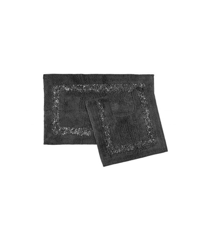 New Edge Blinds Thebes Collection Sparkle Trim 2pc Bathroom Set in Charcoal